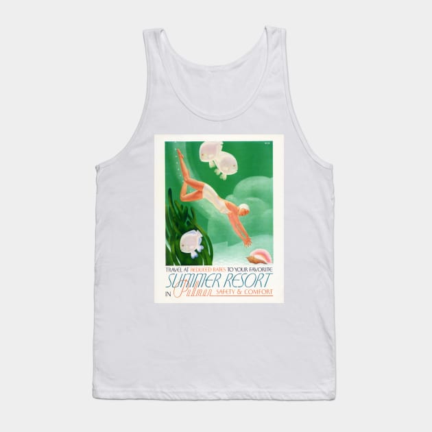 Summer Resort in Pullman Travel Holidays Art Deco Advertisement Vintage Tank Top by vintageposters